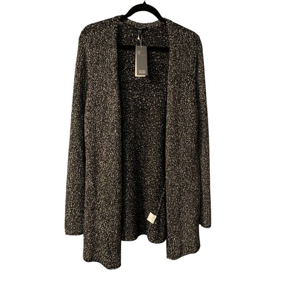 Eileen Fisher Women's Wrapped Cotton Nubble Sweater Cardigan Plus Size 1X Black - Picture 1 of 9